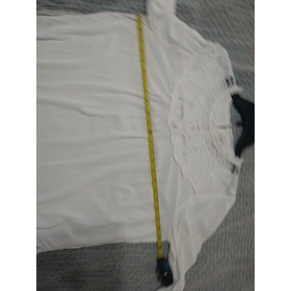 Loft Embroidered Long Sleeve Blouse Large White Cottage Core Feminine Peasant - Picture 9 of 11